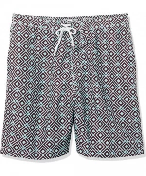 Trunks Men's Swami 8 Inch Pattern Swim - Burgundy/Sea Sponge - CB12MYDE9UL