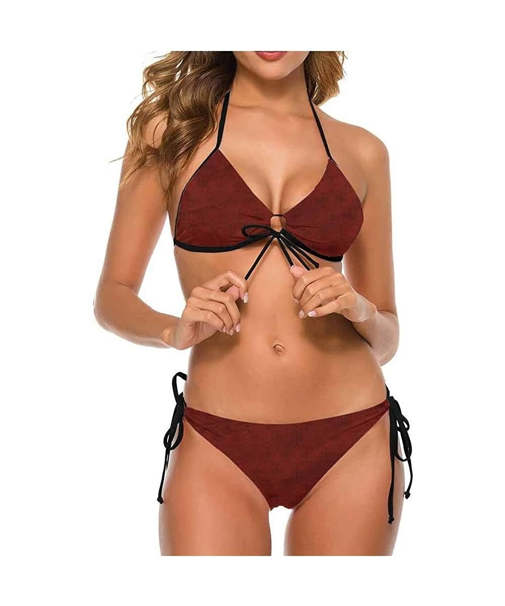 Bottoms Cosy Adjustable Bikini Sets Burgundy- Autumn Nature Inspired Sexy Classy - Multi 12-two-piece Swimsuit - CB19E7KH8EI