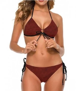 Bottoms Cosy Adjustable Bikini Sets Burgundy- Autumn Nature Inspired Sexy Classy - Multi 12-two-piece Swimsuit - CB19E7KH8EI