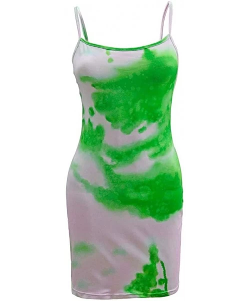 Cover-Ups Women's Sleeveless Summer Dress Halter Neck Tunic Party Dress Casual Loose Mini Short Beach Dresses - Z-11-green - ...