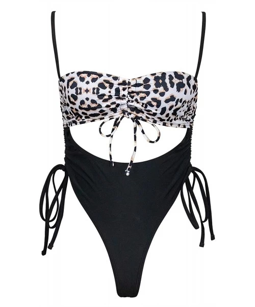 One-Pieces Womens Sexy High Waist One Piece Swimsuit Tummy Control Swimwear - Leopard - CY19CG4WUNX