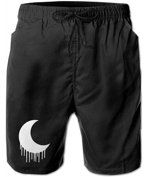 Board Shorts Edgy Goth Crescent Moon Boys Summer Beach Shorts-Casual Shorts Beach Shorts Pocket Shorts - White - C118YOQRIK3