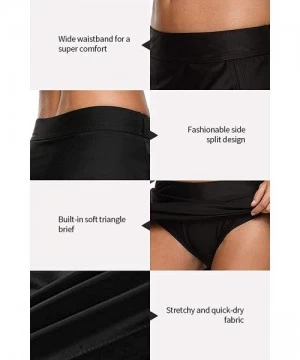 Bottoms Womens Swim Skirt with Brief Tummy Control Tankini Short Solid Skort - Black-basic - C918SKNNC9H