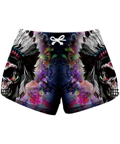 Board Shorts Womens Sugar Skull Summer Beach Shorts Swimsuits Board Shorts - Color 7 - CU18E4RS0R3