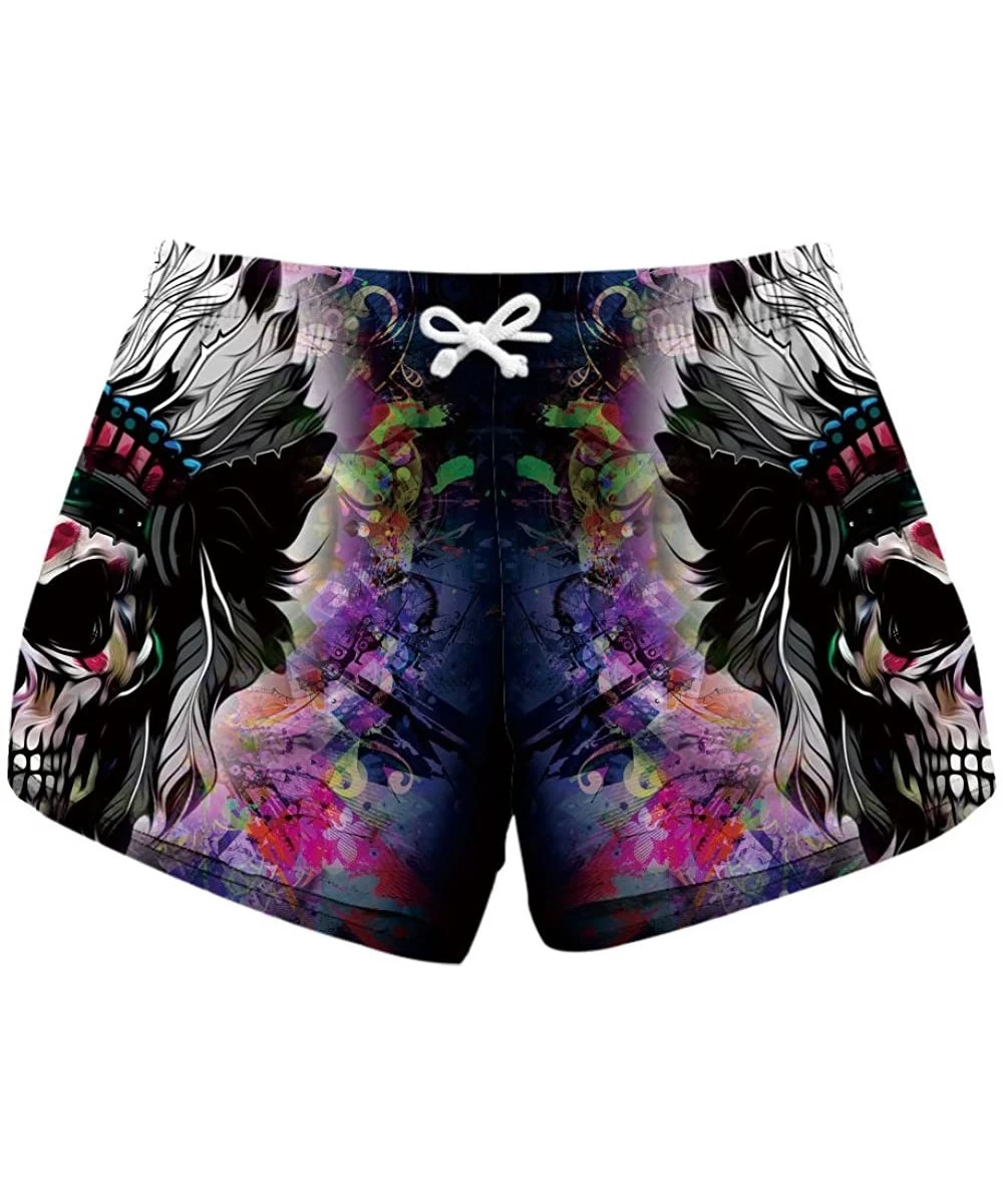 Board Shorts Womens Sugar Skull Summer Beach Shorts Swimsuits Board Shorts - Color 7 - CU18E4RS0R3