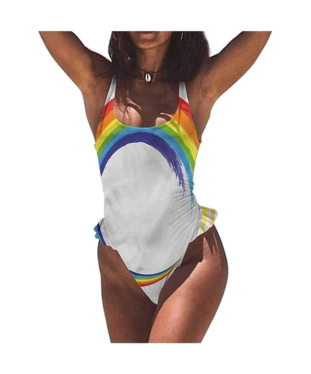 Bottoms Bikini Rainbow- Cute Unicorns on The Sky and Fully Functional - Multi 11-one-piece Swimsuit - CX19E798ENY