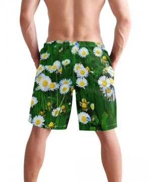 Board Shorts Mens Surfing Shorts Animals Lizards Swim Trunks Shorts - Spring Daisy Flower Sea - CW18W769CUX