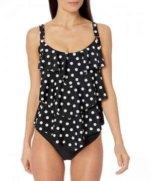 Tankinis Women's Wirefree Tiered Tankini with Added Length - Darling Dot - CX12OHUWHIN