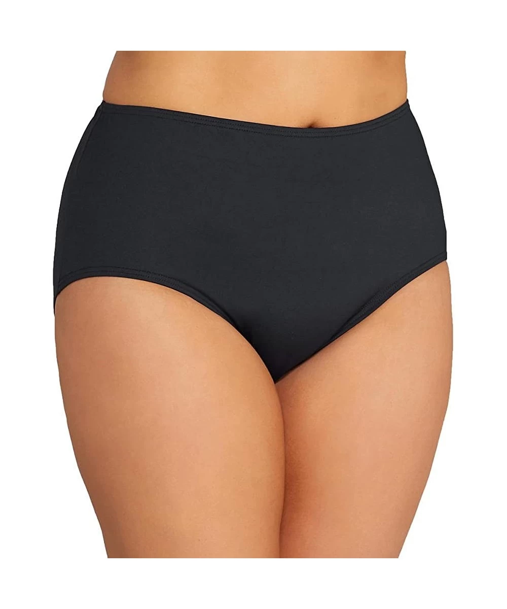 Tankinis Women's Plus Size High Waist Bikini Bottom Swimsuit - Castaway Black - CH12O5992Y0