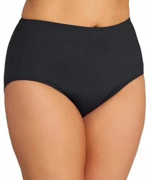 Tankinis Women's Plus Size High Waist Bikini Bottom Swimsuit - Castaway Black - CH12O5992Y0