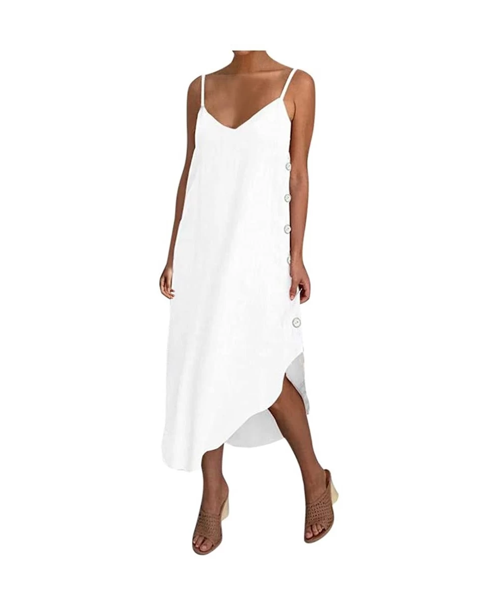 Sets Women Sexy Low Cut Irregular Loose Leisure Dress Elegant Party Prom Dresses - White - CL199OASRRG