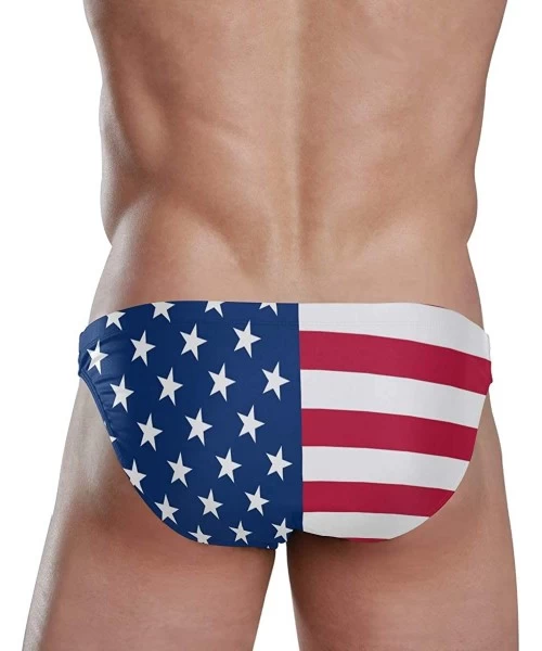 Racing Mens Swim Briefs Trunk Barbados Flag Athletic Swimsuit Beach Shorts Board Triangle Bikini Swimwear - Usa Star and Stri...