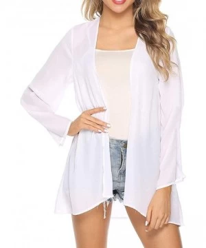 Cover-Ups Women's Chiffon Boho Kimono Cardigan Beach Cover Shawl - Color 12 - CX18Q6LIOS5