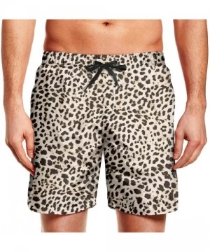 Board Shorts Men Leopard Cheetah Print Black Cream Color Beach Shorts Swimming Trunks Swim Bathing Suit Funny Boardshorts - L...