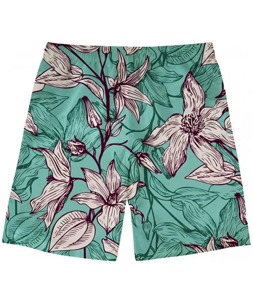 Board Shorts Quick Drying Summer Beachwear Mens Boys Swim Trunks Board Shorts Mesh Lining Breechcloth - Floral-1 - C318OWICAKC