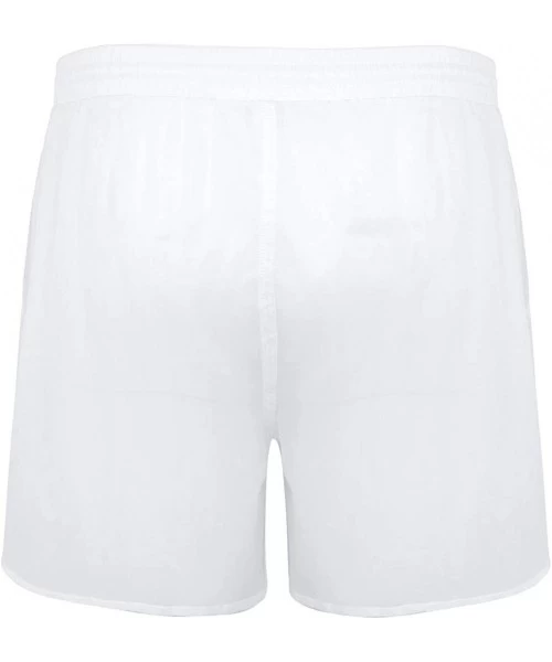 Trunks Men's See Through Beach Shorts Underwear Swim Trunks Watershort Lounge Pants - Pocket White - C118UXR9CAI