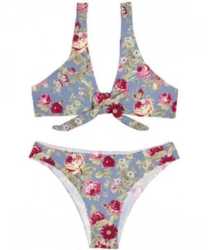 Sets Women's Two Piece Bathing Suit Padded Knot Front Bikini Set - Pattern-6 - C4196X2KX0M