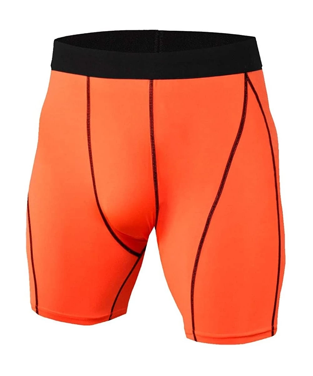 Trunks Gym Workout Shorts Solid Summer Jogging Fashion Casual Tight Quick Dry Shorts - Orange - C518RWLQN4Q