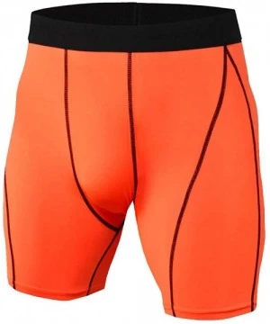 Trunks Gym Workout Shorts Solid Summer Jogging Fashion Casual Tight Quick Dry Shorts - Orange - C518RWLQN4Q