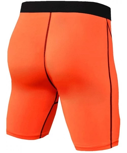 Trunks Gym Workout Shorts Solid Summer Jogging Fashion Casual Tight Quick Dry Shorts - Orange - C518RWLQN4Q