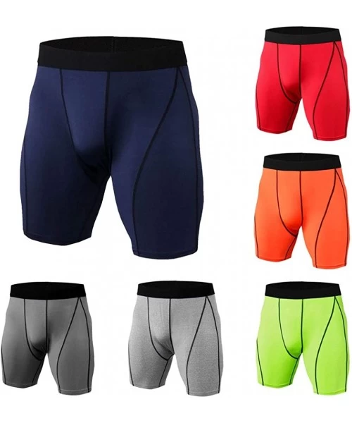 Trunks Gym Workout Shorts Solid Summer Jogging Fashion Casual Tight Quick Dry Shorts - Orange - C518RWLQN4Q