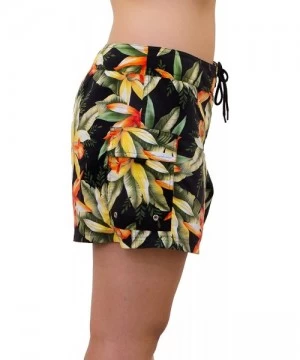 Board Shorts Women's Black Orchid Poly Microfiber Full Cut Boardshorts - Orange - C211G3CDM8N