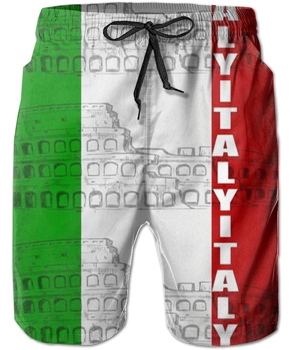 Trunks Mens Swim Trunks Quick Dry Beach Shorts Italy Italian Flag Roman Colosseum Board Shorts Swimwear Bathing Suits with Po...