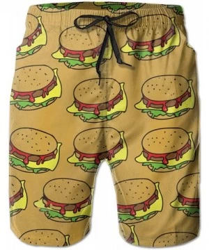 Board Shorts Men Summer Casual Swimming Shorts Quick Dry Swimming Shorts with Pockets - Hamburger Junk Food - CQ190SQU2I3