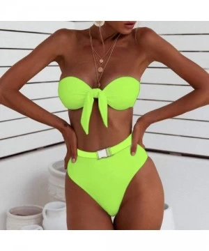 Sets Sexy Neon Bikini Bathers V-Neck Swimwear Women Bathing Suit Push Up Thong Swimsuit Bath High Cut - 1541-5 - CA197M5W4CX