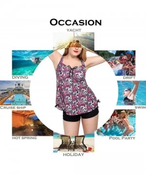 Tankinis Womens Plus Size Swimsuits Swimwear Bathing Suit Two Piece Tankini Floral Print - Purple - C518QY5O3C7