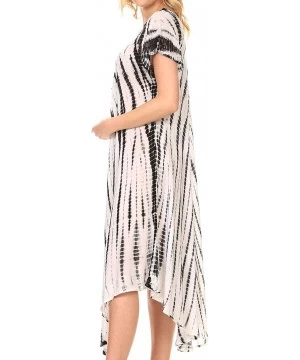 Cover-Ups Yasmin Tie Dye Embroidered Sheer Cap Sleeve Sundress | Cover Up - Black / White - C818GGQ3T42