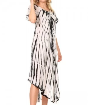 Cover-Ups Yasmin Tie Dye Embroidered Sheer Cap Sleeve Sundress | Cover Up - Black / White - C818GGQ3T42