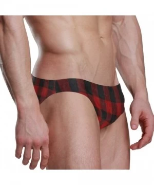 Briefs Christmas Red and Black Plaid Mens Sexy Bikini Swimwear Soft Male Brief Swimsuit - Pattern - CT192I6E6Z5