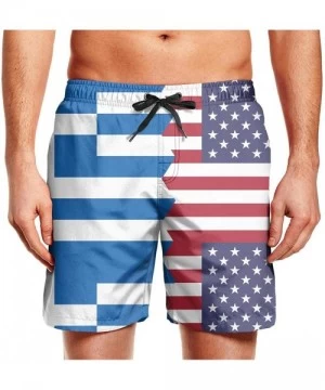 Trunks Mens Swim Trunks Flag of Texas State Quick Dry Printed Beach Shorts Casual - Greece Usa Flag - CB18TNZUYH5