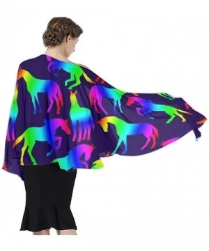 Cover-Ups Women Girl Fashion Chiffon Scarf Bikini Cover Up Summer Beach Sarong Wrap - Rainbow Horses - C919C4N5XCH