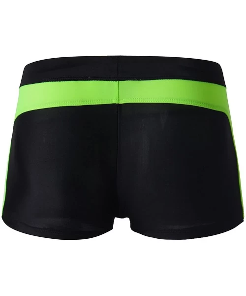 Briefs Men's Swim Briefs Boxer Trunks Beach Square Leg Swimsuit Board Shorts Swimwear Quick Dry - 1black Green - CX180AUGGA7