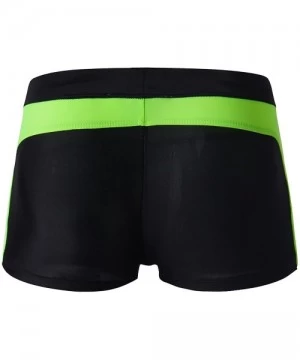 Briefs Men's Swim Briefs Boxer Trunks Beach Square Leg Swimsuit Board Shorts Swimwear Quick Dry - 1black Green - CX180AUGGA7