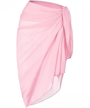 Cover-Ups Women's Beach Cover Up Sarong Dress Pareo Wrap Chiffon - Solid-light Pink - CZ18D4RYS6Z