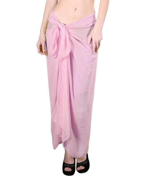 Cover-Ups Women's Beach Cover Up Sarong Dress Pareo Wrap Chiffon - Solid-light Pink - CZ18D4RYS6Z