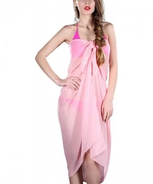 Cover-Ups Women's Beach Cover Up Sarong Dress Pareo Wrap Chiffon - Solid-light Pink - CZ18D4RYS6Z