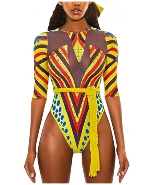 Racing Women Tribal Print Bikini African Beachwear Push-Up Padded Swimsuit - A-red - C7194RCKQWS