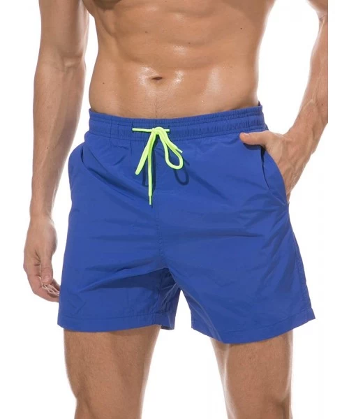 Trunks Men's Quick Dry Swim Trunks Mesh Liner Bathing Suit Beach Short with Pockets - Blue3 - CL180CEC9C6