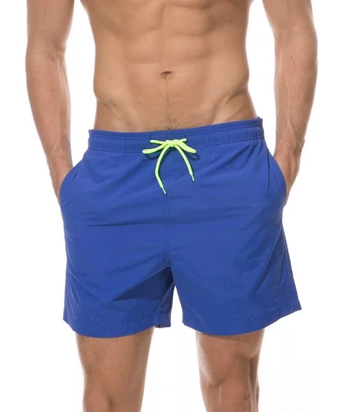 Trunks Men's Quick Dry Swim Trunks Mesh Liner Bathing Suit Beach Short with Pockets - Blue3 - CL180CEC9C6