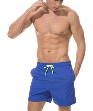 Trunks Men's Quick Dry Swim Trunks Mesh Liner Bathing Suit Beach Short with Pockets - Blue3 - CL180CEC9C6