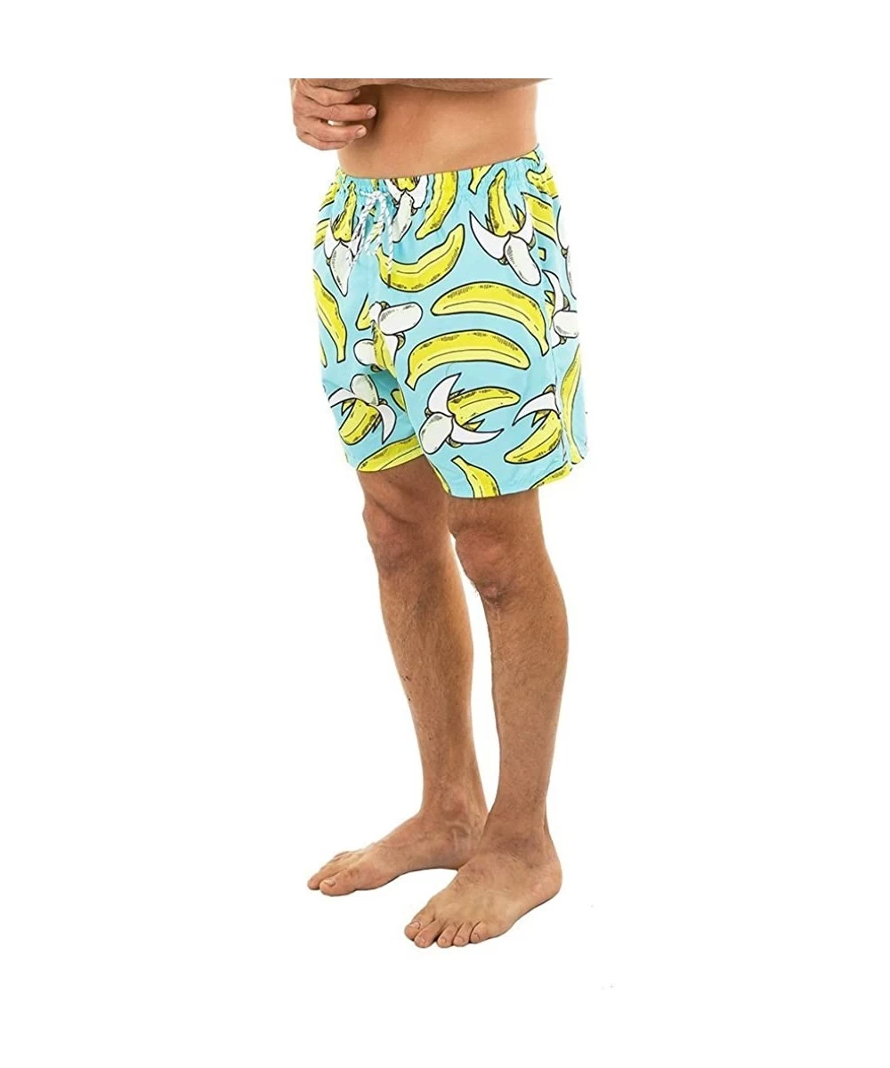 Trunks Men's Malibu Quick Dry Printed Short Swim Trunks - Banana Aqua - CW18DHQSLDU