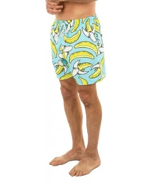 Trunks Men's Malibu Quick Dry Printed Short Swim Trunks - Banana Aqua - CW18DHQSLDU