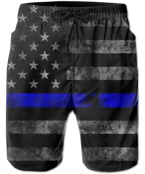 Board Shorts Men Beach Board Shorts Swim Trunks Bathing Suit - American Flag Blue Line Black - American Flag Blue Line Black ...