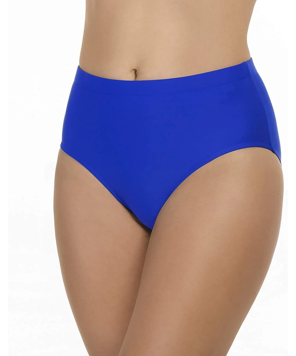 Bottoms Women's Plus Size Swimwear Solid Basic Tummy Control Full Coverage Brief Swim Bottom - Royal Blue - C51203QG9KH