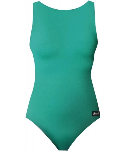 One-Pieces Polypropylene Sports Back Swim Suit in Solid Color - Teal - CY114UX6NX3