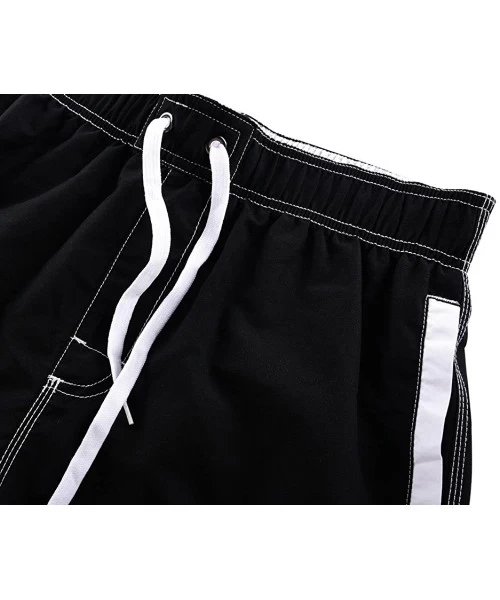 Trunks Men's Swim Trunks Classic Lightweight Board Shorts with Lining - Black and White - CM184YEKDRD